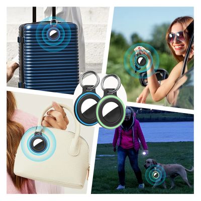 8. Etui airtag ze sprężynową klamrą zestaw 2szt - czarny