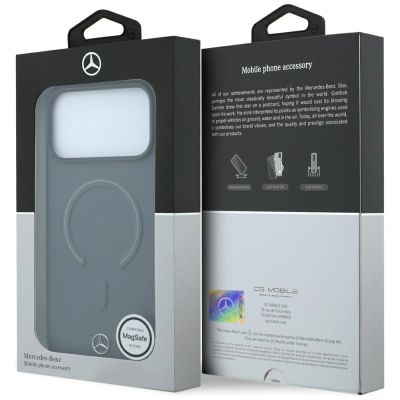 8. Etui Mercedes Leather 3D MagSafe do iPhone 18 Pro / 17 Pro - antracytowe