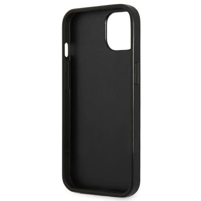 7. Etui Guess Saffiano Triangle Logo na iPhone 14 Plus - srebrne