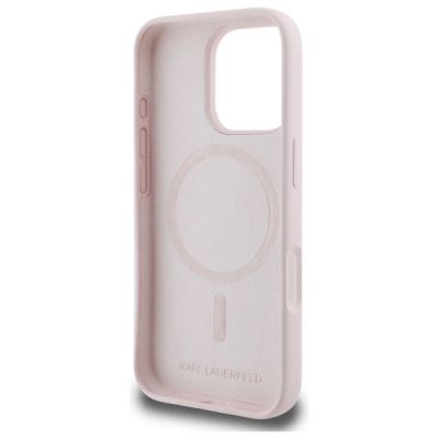 7. Etui Karl Lagerfeld Silicone nauble Heads Print MagSafe na iPhone 16 Pro Max - różowe