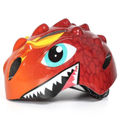 3. Kask rowerowy dziecięcy Wozinsky motyw smok lekki 50-54 cm - czerwony