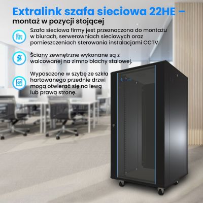 10. Szafa rack 22U 600x600 Czarna stojąca