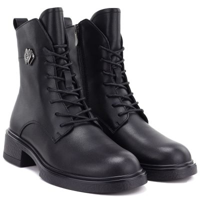 4. Skórzane botki damskie workery czarne D&A S.Barski MK62-7014