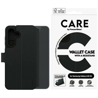 Etui CARE by PanzerGlass Feature Wallet Kickstand na Samsung Galaxy A36 5G - czarne
