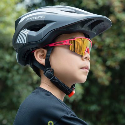 4. Okulary rowerowe Rockbros dla dzieci, polaryzacyjne, z ochroną UV dziecięce - różowe