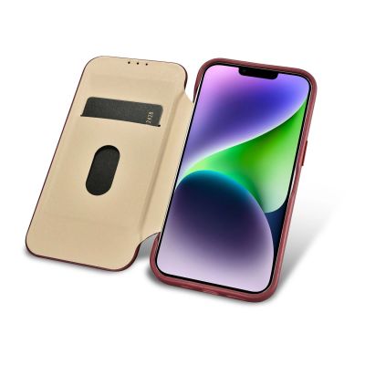 17. iCarer CE Premium Leather Folio Case skórzane etui iPhone 14 Plus z klapką magnetyczne MagSafe czerwony (WMI14220715-RD)