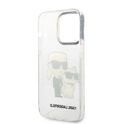 7. Etui Karl Lagerfeld Glitter Karl&Choupette na iPhone 14 Pro - przezroczyste