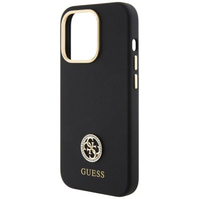 6. Etui Guess Silicone Logo Strass 4G do iPhone 15 Pro Max - czarne