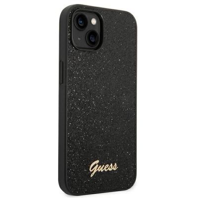 4. Etui Guess Glitter Script na iPhone 14 Plus - czarne
