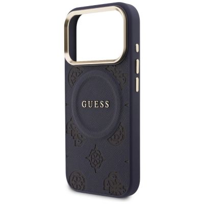 6. Etui Guess Peony Hot Stamp MagSafe na iPhone 17 Pro Max - niebieskie