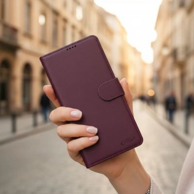 4. Etui Tech-Protect Wallet na Samsung Galaxy A27 5G - bordowe