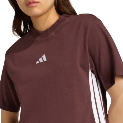 5. Koszulka damska adidas Essentials 3-Stripes Cotton brązowa JX7621