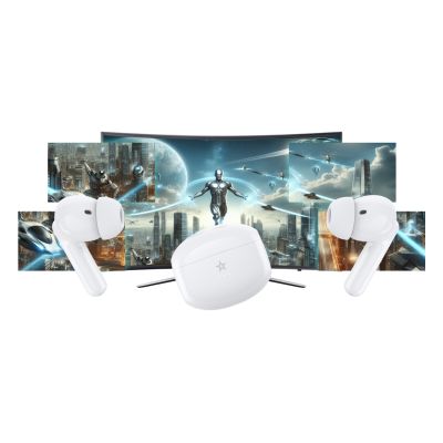 17. Słuchawki bezprzewodowe GIEWONT RealSound PRO ANC ENC GWS800-2 Białe