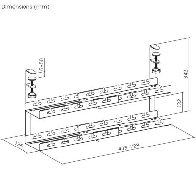 3. MACLEAN ORGANIZER PODBIURKOWY NA KABLE, MAX. OBCIĄŻENIE 5KG, MAX. 728MM, 2 POZIOMY, BIAŁY MC-102 W