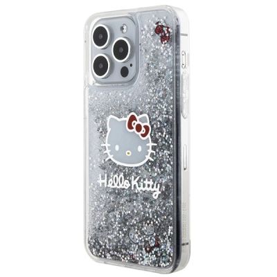 2. Etui Hello Kitty Liquid Glitter Charms Kitty Head na iPhone 15 Pro Max - srebrne