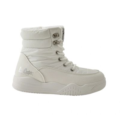 Lee Cooper buty zimowe damskie białe ocieplane botki na zamek