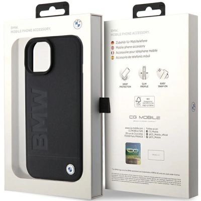 8. Etui BMW Leather Hot Stamp na iPhone 15 - czarne