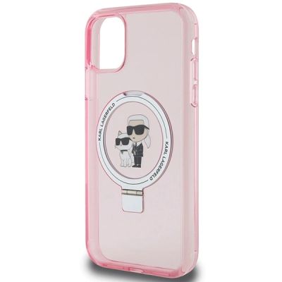 6. Etui Karl Lagerfeld Ring Stand Karl&Choupettte MagSafe na iPhone 11 / Xr - różowe