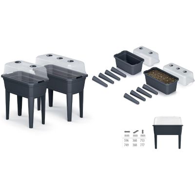 5. SZKLARNIA STOJĄCA ROZSADNIK RESPANA SET ECOLINE 59,6x36,8x75,3CM ANTRACYT