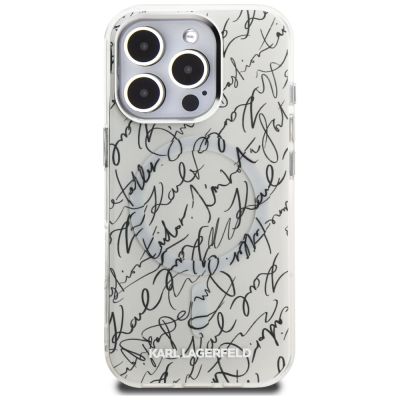 3. Etui Karl Lagerfeld IML Karl Script Pattern MagSafe na iPhone 16 Pro Max - białe