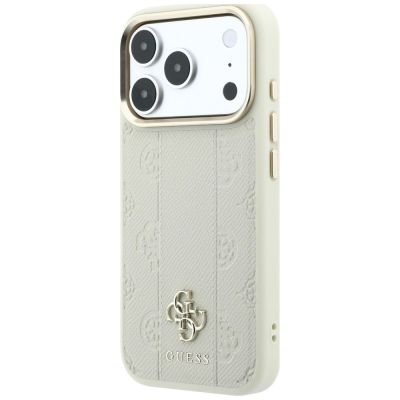 2. Etui Guess Stripe Peony 4G Logo MagSafe na iPhone 18 Pro / 17 Pro - beżowe