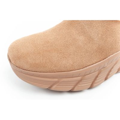 6. Skechers buty zimowe damskie botki za kostkę ocieplane skórzane brązowe