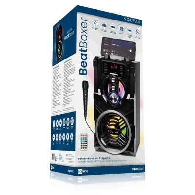 9. SQUEAK BEATBOXER BLUETOOTH 5.1 SPEAKER - GŁOŚNIK BLUETOOTH Z KARAOKE, RADIO FM, MICROSD, AUX I USB SQ1000