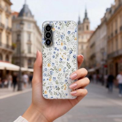 4. Etui Tech-Protect FlexAir+ na Samsung Galaxy A17 4G / 5G - stokrotki z liśćmi