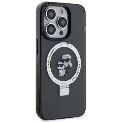 4. Etui Karl Lagerfeld Ring Stand Karl&Choupettte MagSafe do iPhone 15 Pro Max - czarne