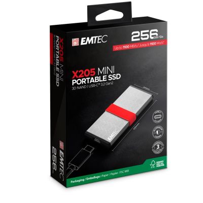 6. Emtec X205 Mini 256 GB USB Type-C USB 3.2 Gen 2x2 Srebrny
