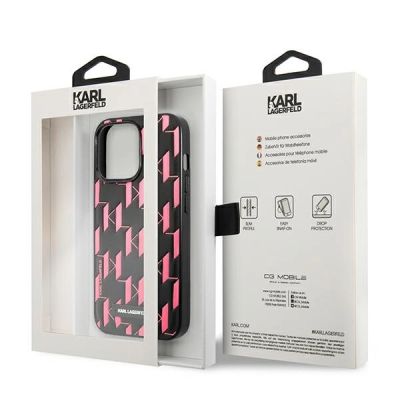 8. Etui Karl Lagerfeld Monogram Plaque na iPhone 13 Pro / 13 6,1" - różowe