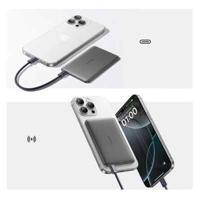 8. Powerbank Baseus PicoGo AM41 Ultra-Slim 5000mAh 20W kompatybilny z MagSafe z kablem Baseus Simple USB-C 60W 30cm - czarny