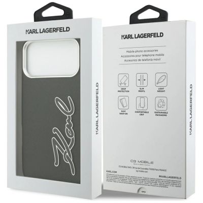 8. Etui Karl Lagerfeld FW Grained Signature Logo na iPhone 17 Pro Max - czarne
