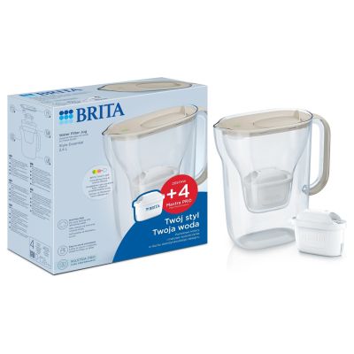 3. Dzbanek filtrujący Brita Style Essential+4 wkłady MaxtraPro PP (piaskowy; 2,4l)