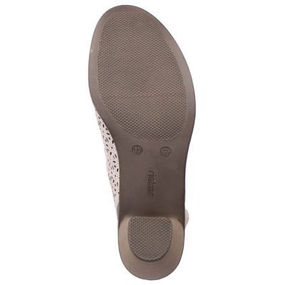 26. Skórzane sandały na obcasie Rieker W RKR49B beżowe