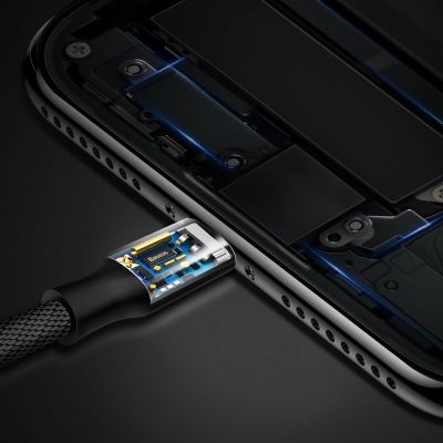 9. Baseus Yiven kabel przewód w materiałowym oplocie USB / Lightning 1,8M czarny (CALYW-A01)