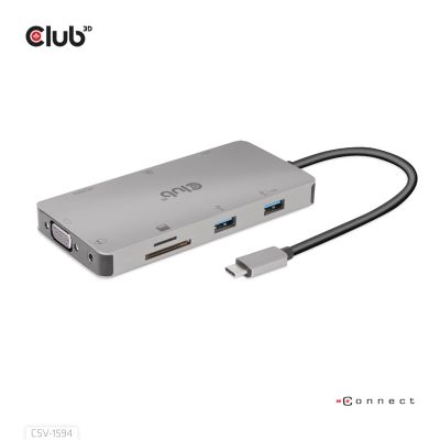 CLUB3D CSV-1594 stacja dokująca USB 3.2 Gen 1 (3.1 Gen 1) Type-C Czarny, Szary