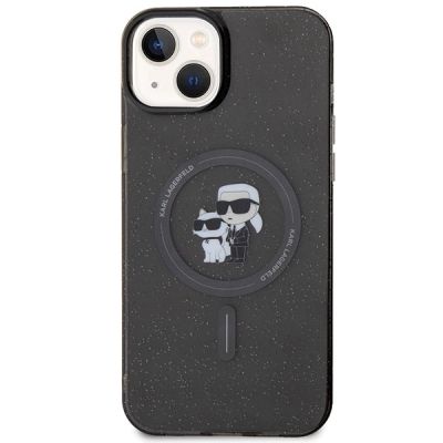 3. Etui Karl Lagerfeld Karl&Choupette Glitter MagSafe na iPhone 15 Plus - czarne