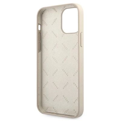 7. Etui Guess Silicone Vintage na iPhone 12 mini - szaro-różowe