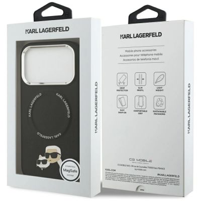 8. Etui Karl Lagerfeld Karl & Choupette Pins MagSafe do iPhone 17 Pro - czarne