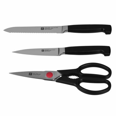 12. Zestaw noży  ZWILLING Four Star 35145-000-0 (Blok samoostrzący, Nożyczki, Nóż x 5)