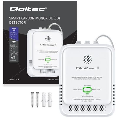 10. QOLTEC CZUJNIK TLENKU WĘGLA (CZADU) | DETEKTOR CO | ALARM 85DB LED