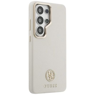 4. Etui Guess Rhinestone Round Logo MagSafe na Samsung Galaxy S26 Ultra - beżowe