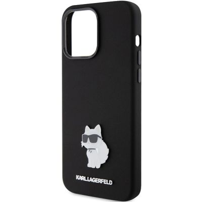 6. Etui Karl Lagerfeld Silicone Choupette Metal Pin na iPhone 15 Pro Max - czarne