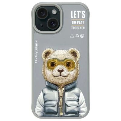Etui Nimmy Cool&Cute 2.0 Bear do iPhone 15 - szare
