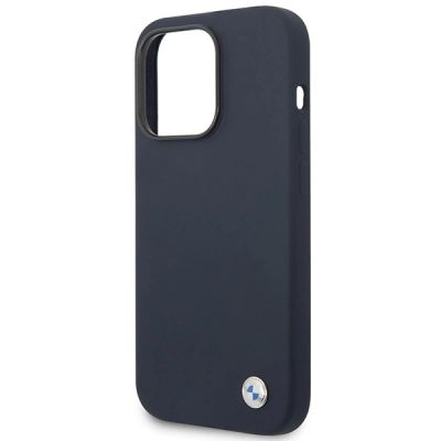 6. Etui BMW Silicone Metal Logo MagSafe na iPhone 14 Pro Max - granatowe