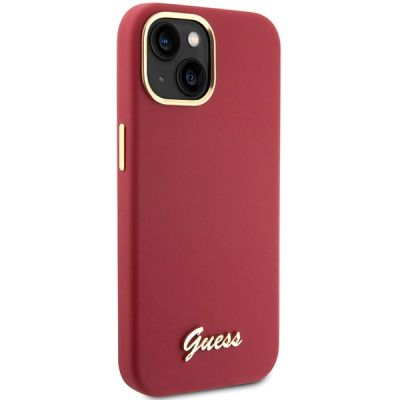 4. Etui Guess Silicone Script Metal Logo & Frame na iPhone 15 - czerwone