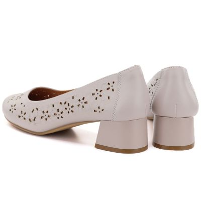 4. Czółenka damskie na klocku ażurowe szare Sergio Leone SK180