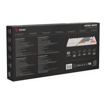 4. SAVIO KLAWIATURA MAGNETYCZNA ASTRAL WHITE OUTEMU WHITE JADE RGB 3 KOLORY KEYCAPÓW