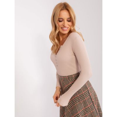 4. Beżowa bluzka w prążek BASIC FEEL GOOD  (RV-BZ-9209.36P)